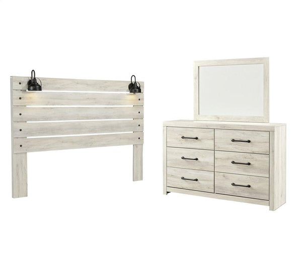 ASHLEY FURNITURE PKG002967 King Panel Headboard With Mirrored Dresser