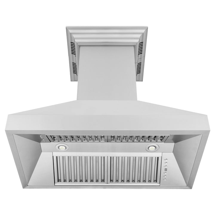 ZLINE KITCHEN AND BATH 597ICRNBT36 ZLINE Professional Island Mount Range Hood in Stainless Steel with Built-in CrownSound R Bluetooth Speakers Size: 36 Inch