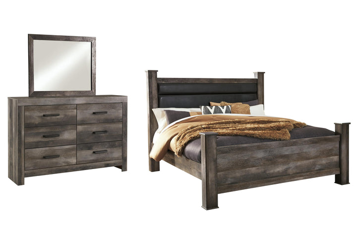 ASHLEY FURNITURE PKG005143 King Poster Bed With Mirrored Dresser