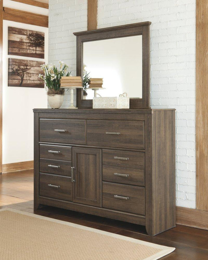 ASHLEY FURNITURE B251B17 Juararo Queen Poster Bed With Mirrored Dresser and 2 Nightstands