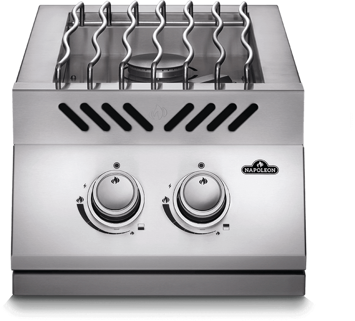 NAPOLEON BBQ BI12RTNSS Built-in 500 Series Inline Dual Range Top Burner with Stainless Steel Cover , Stainless Steel , Natural Gas