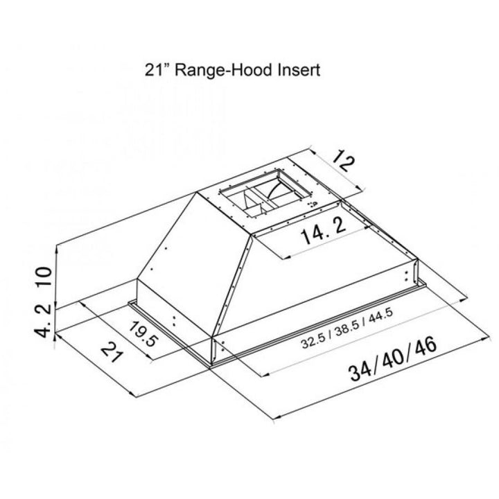 ZLINE KITCHEN AND BATH 72130434 ZLINE Ducted Wall Mount Range Hood Insert in Outdoor Approved Stainless Steel Size: 34 Inch