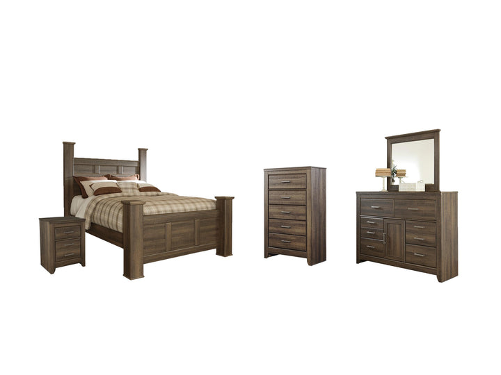 ASHLEY FURNITURE PKG004067 Queen Poster Bed With Mirrored Dresser, Chest and Nightstand