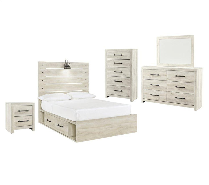 ASHLEY FURNITURE PKG003059 Full Panel Bed With 4 Storage Drawers With Mirrored Dresser, Chest and Nightstand