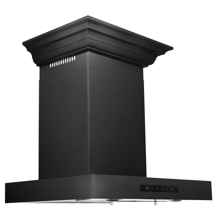 ZLINE KITCHEN AND BATH BSKENCRN24 ZLINE Convertible Vent Wall Mount Range Hood in Black Stainless Steel with Crown Molding Size: 24 Inch