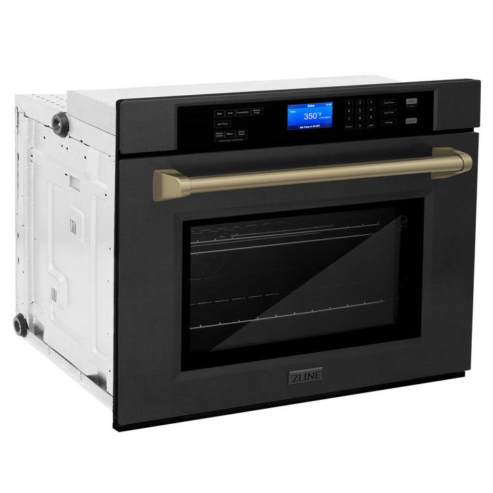 ZLINE KITCHEN AND BATH AWSZ30BSG ZLINE 30" Autograph Edition Single Wall Oven with Self Clean and True Convection in Black Stainless Steel Color: Gold