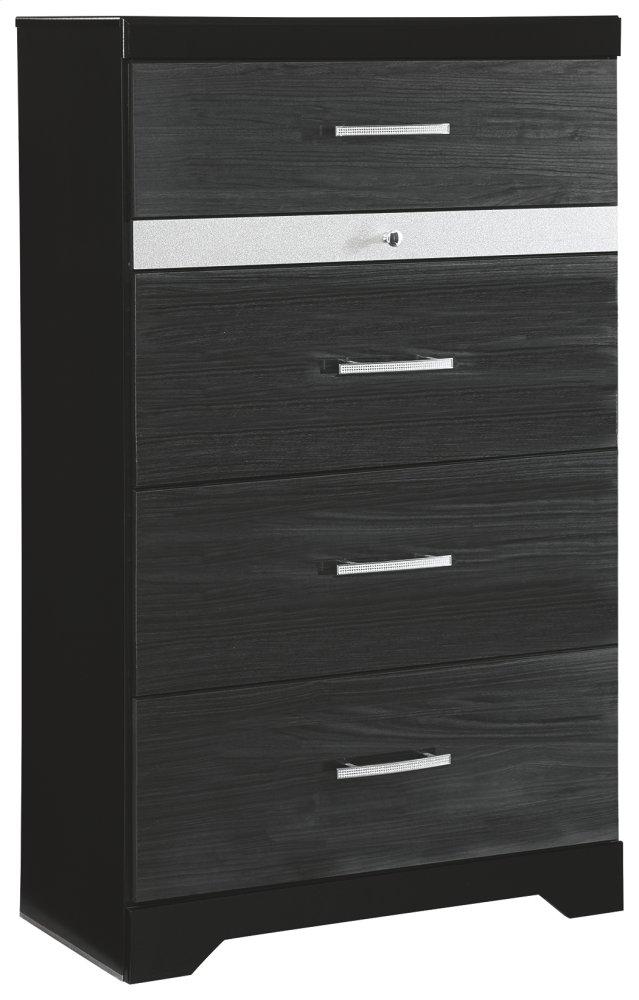 ASHLEY FURNITURE PKG007675 King Panel Bed With 2 Storage Drawers With Mirrored Dresser, Chest and Nightstand