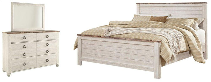 ASHLEY FURNITURE PKG004322 King Panel Bed With Mirrored Dresser