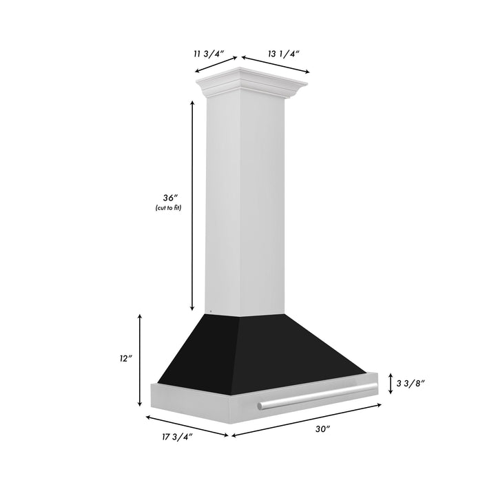 ZLINE KITCHEN AND BATH KB4STXBLM30 ZLINE 30" Stainless Steel Range Hood with Shell and Stainless Steel Handle