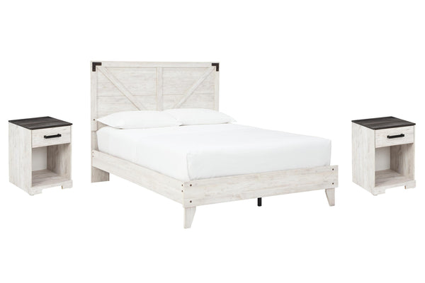 ASHLEY FURNITURE PKG012194 Queen Panel Platform Bed With 2 Nightstands