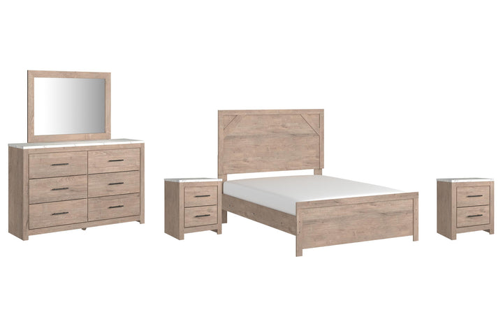 ASHLEY FURNITURE PKG009396 Full Panel Bed With Mirrored Dresser and 2 Nightstands