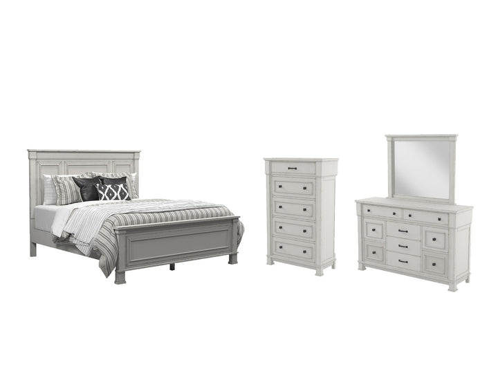 ASHLEY FURNITURE PKG006076 King Panel Bed With Mirrored Dresser and Chest