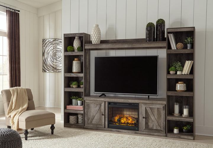 ASHLEY FURNITURE EW0440W8 Wynnlow 4-piece Entertainment Center With Electric Fireplace