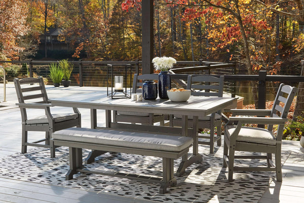 ASHLEY FURNITURE PKG013874 Outdoor Dining Table and 4 Chairs and Bench