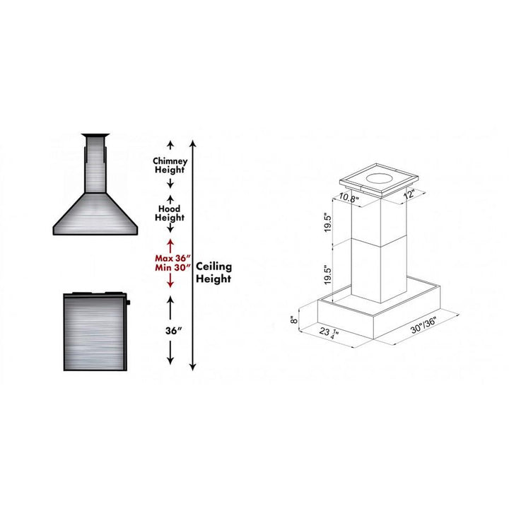 ZLINE KITCHEN AND BATH 681IMRD42 ZLINE Remote Blower Designer Series Wooden Island Mount Range Hood in Butcher Block Size: 42 Inch, CFM: 700