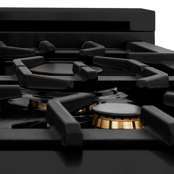 ZLINE KITCHEN AND BATH RTBZ36G ZLINE Autograph Edition 36" Porcelain Rangetop with 6 Gas Burners in Black Stainless Steel with Accents Accent: Gold