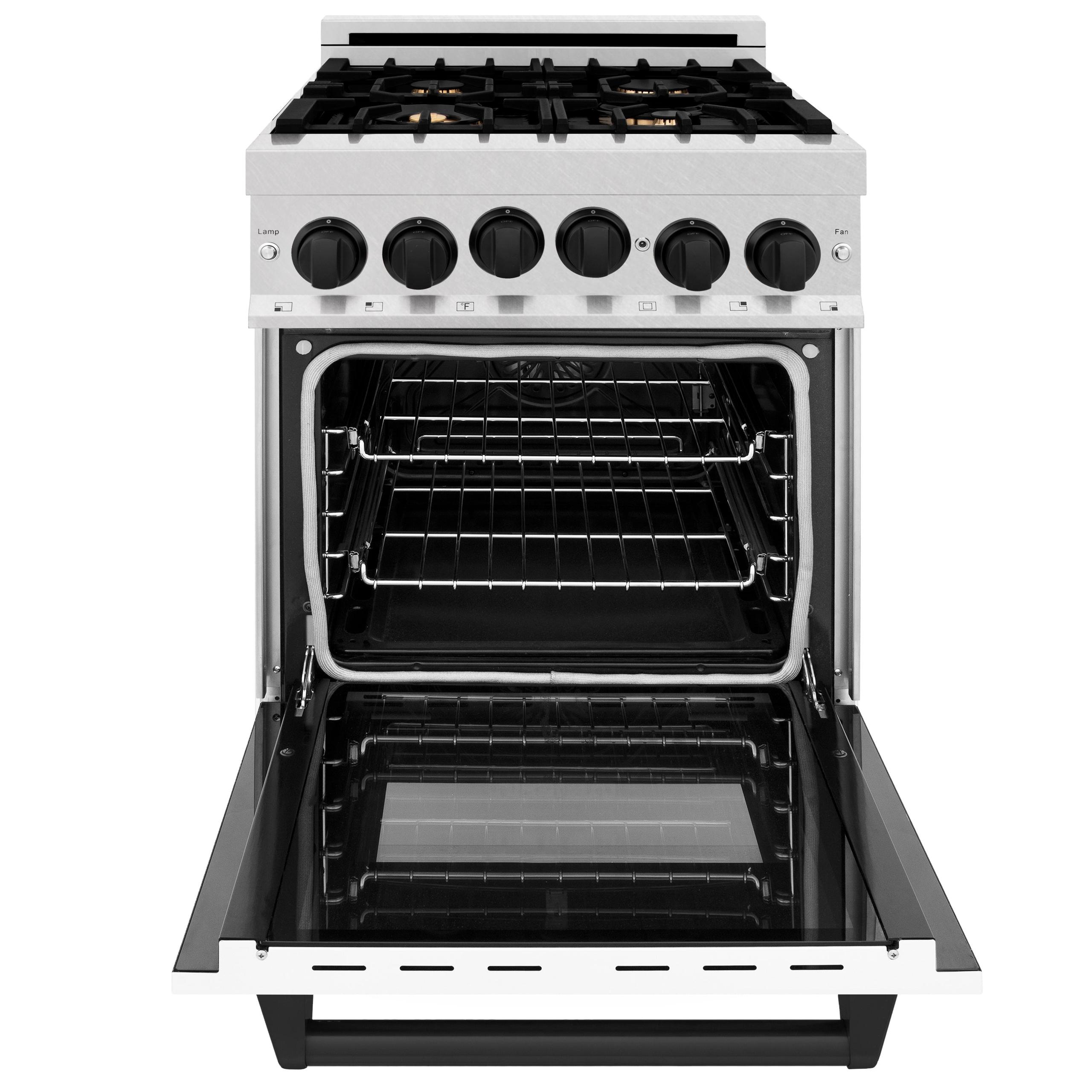 ZLINE KITCHEN AND BATH RGSZWM24MB ZLINE Autograph Edition 24" 2.8 cu. ft. Range with Gas Stove and Gas Oven in DuraSnow R Stainless Steel with White Matte Door and Accents Color: Matte Black