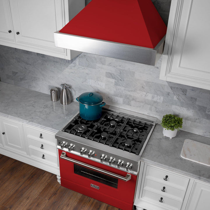 ZLINE KITCHEN AND BATH 8654RM30 ZLINE Ducted ZLINE DuraSnow Stainless Steel R Range Hood with Red Matte Shell Size: 30 Inch