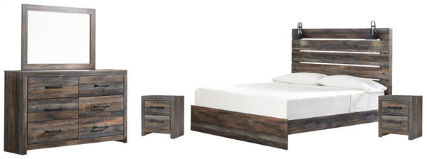 ASHLEY FURNITURE PKG003194 King Panel Bed With Mirrored Dresser and 2 Nightstands