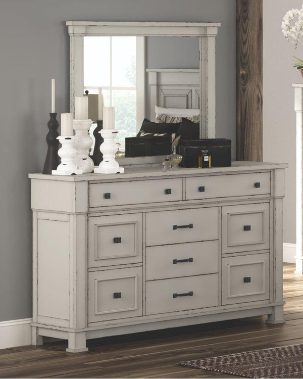 ASHLEY FURNITURE PKG006082 California King Panel Bed With Mirrored Dresser and Chest