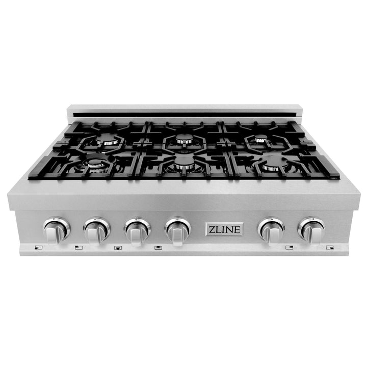 ZLINE KITCHEN AND BATH RTS36 ZLINE 36" Porcelain Gas Stovetop in DuraSnow R Stainless Steel with 6 Gas Burners Color: DuraSnow R Stainless Steel