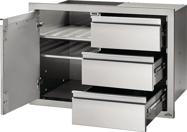 NAPOLEON BBQ BI36241D3DR 36" X 24" Single Door & Triple Drawer Combo and Triple Drawer , Stainless Steel