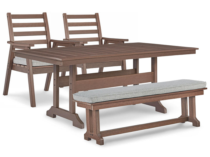 ASHLEY FURNITURE PKG014554 Outdoor Dining Table and 2 Chairs and Bench