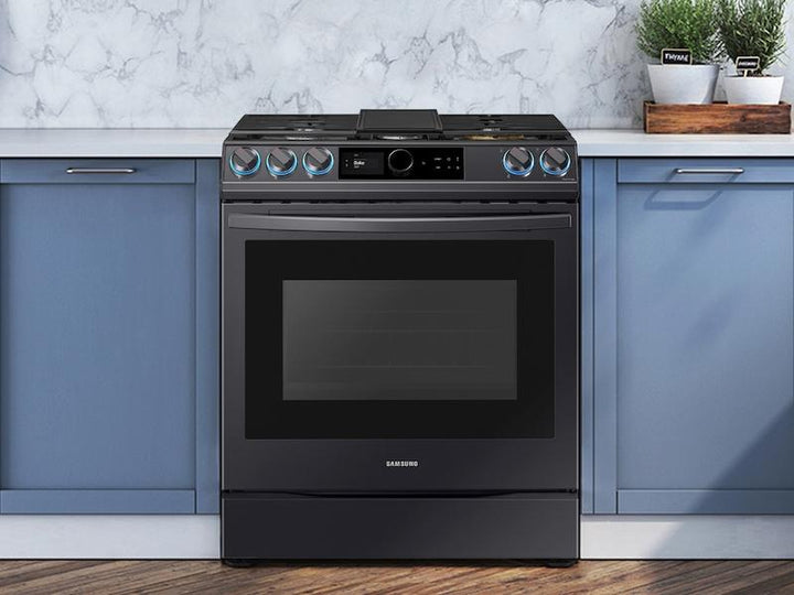 SAMSUNG NX60T8711SG 6.0 cu ft. Smart Slide-in Gas Range with Smart Dial & Air Fry in Black Stainless Steel