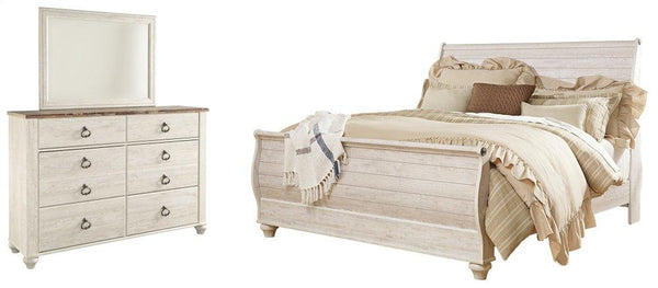 ASHLEY FURNITURE PKG004323 King Sleigh Bed With Mirrored Dresser