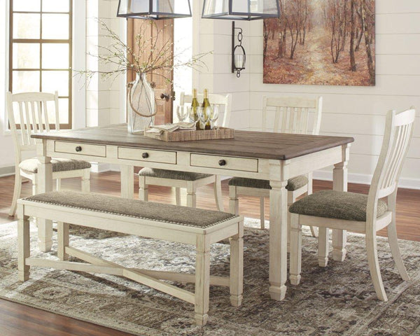 ASHLEY FURNITURE D647D2 Bolanburg Dining Table With 4 Chairs and Bench