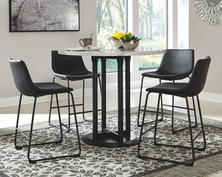 ASHLEY FURNITURE D372D6 Centiar Counter Height Dining Table and 4 Barstools