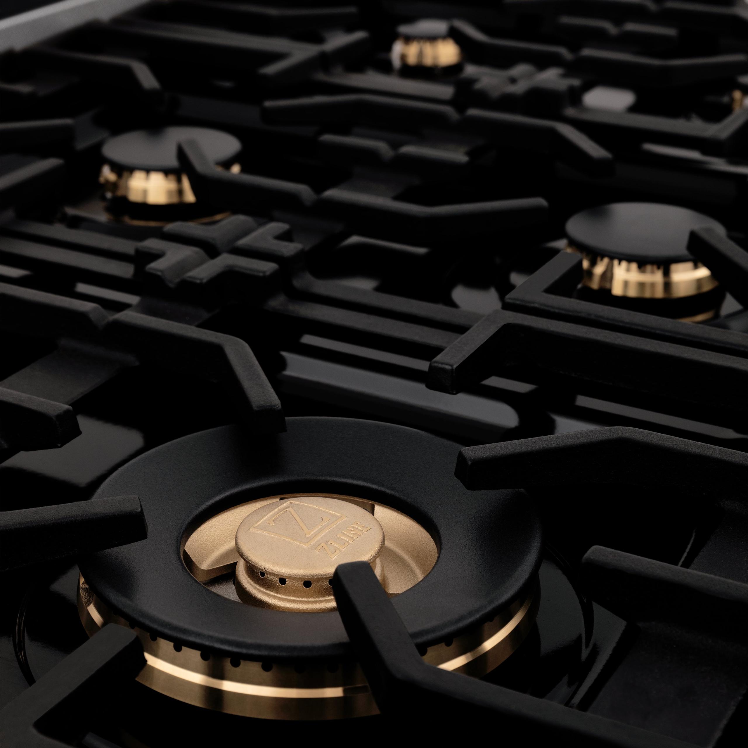 ZLINE KITCHEN AND BATH RGSZSN36CB ZLINE Autograph Edition 36" 4.6 cu. ft. Range with Gas Stove and Gas Oven in DuraSnow R Stainless Steel with Accents Color: Champagne Bronze