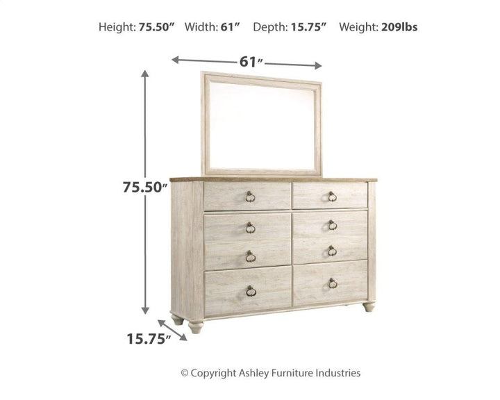 ASHLEY FURNITURE PKG004369 Full Panel Headboard With Mirrored Dresser and 2 Nightstands