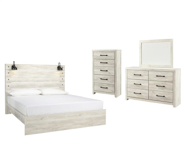 ASHLEY FURNITURE PKG003034 King Panel Bed With Mirrored Dresser and Chest