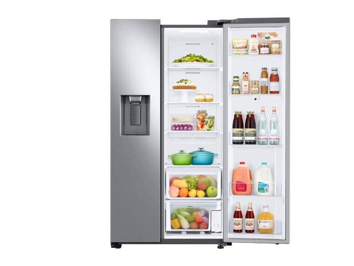 SAMSUNG RS27T5561SR 26.7 cu. ft. Large Capacity Side-by-Side Refrigerator with Touch Screen Family Hub TM in Stainless Steel