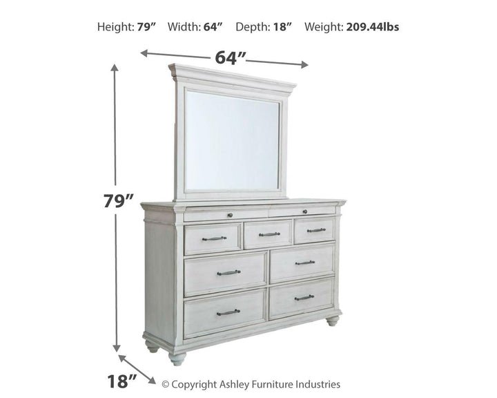 ASHLEY FURNITURE PKG007952 King Panel Bed With Storage With Mirrored Dresser, Chest and Nightstand