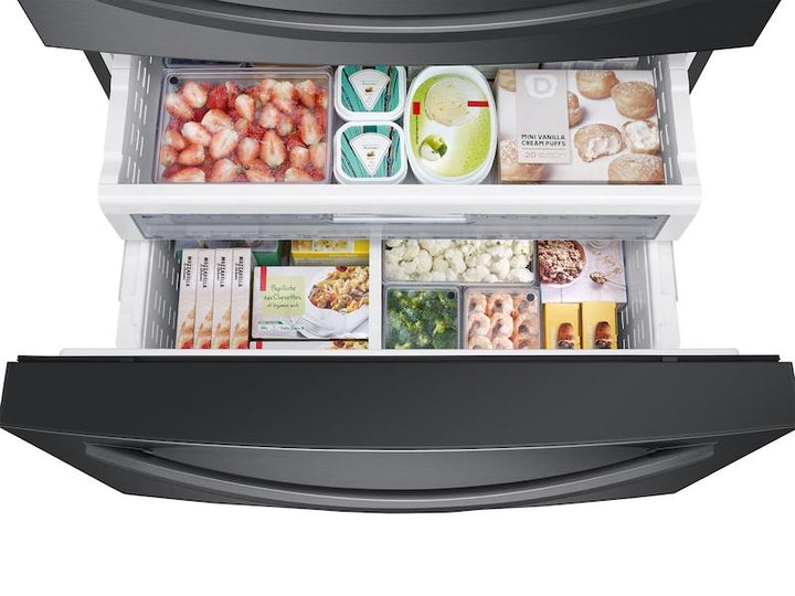 SAMSUNG RF28R7551SG 28 cu. ft. 4-Door French Door Refrigerator with 21.5" Touch Screen Family Hub TM in Black Stainless Steel