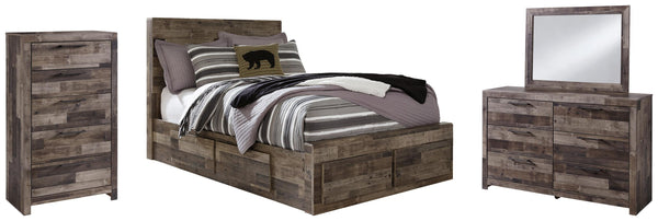 ASHLEY FURNITURE PKG003453 Full Panel Bed With 6 Storage Drawers With Mirrored Dresser and Chest