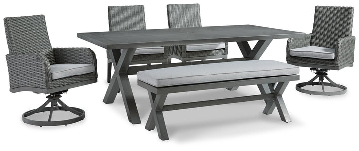 ASHLEY FURNITURE PKG014908 Outdoor Dining Table and 4 Chairs and Bench