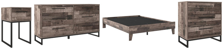 ASHLEY FURNITURE PKG009080 Queen Platform Bed With Dresser, Chest and Nightstand