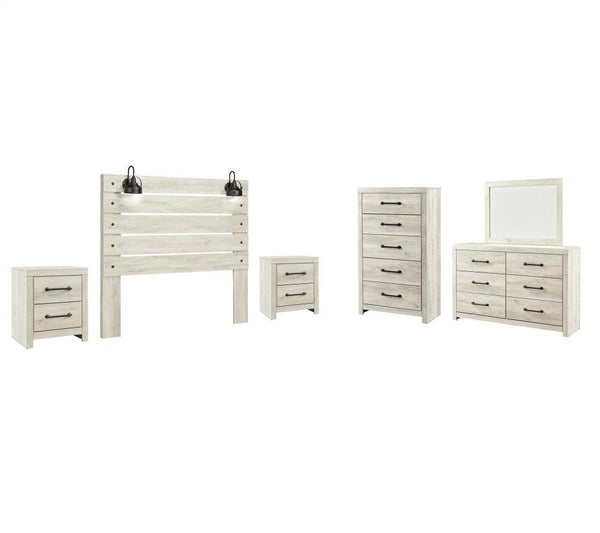 ASHLEY FURNITURE PKG002964 Queen Panel Headboard With Mirrored Dresser, Chest and 2 Nightstands