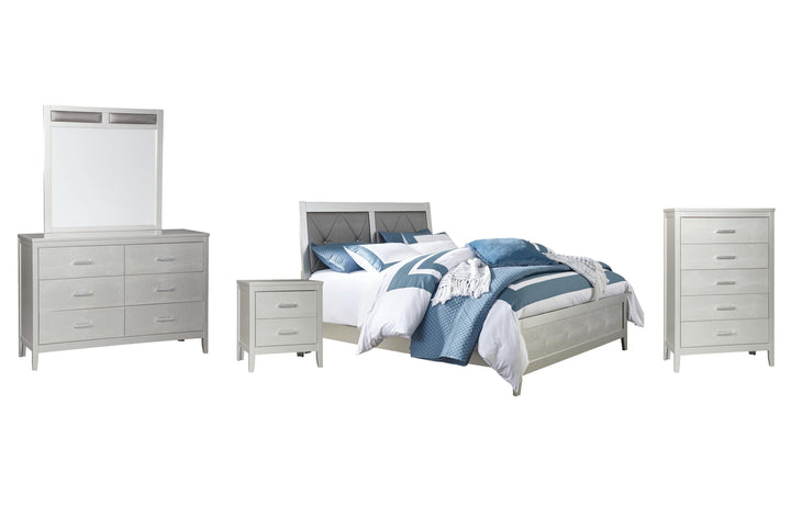 ASHLEY FURNITURE PKG005832 Queen Panel Bed With Mirrored Dresser, Chest and Nightstand