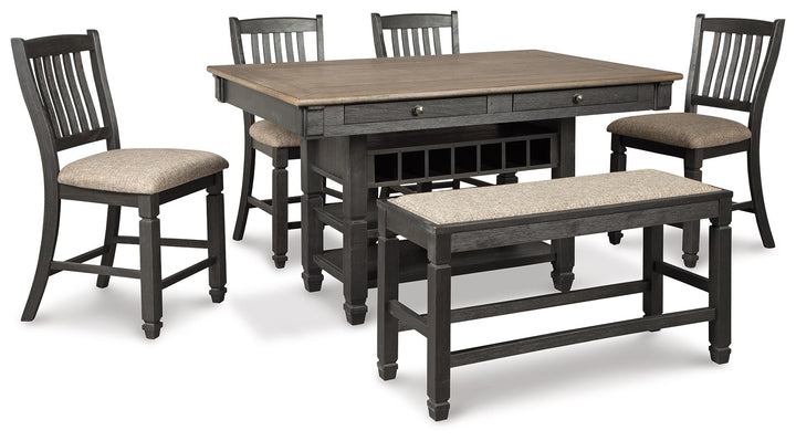 ASHLEY FURNITURE PKG014070 Counter Height Dining Table and 4 Barstools and Bench