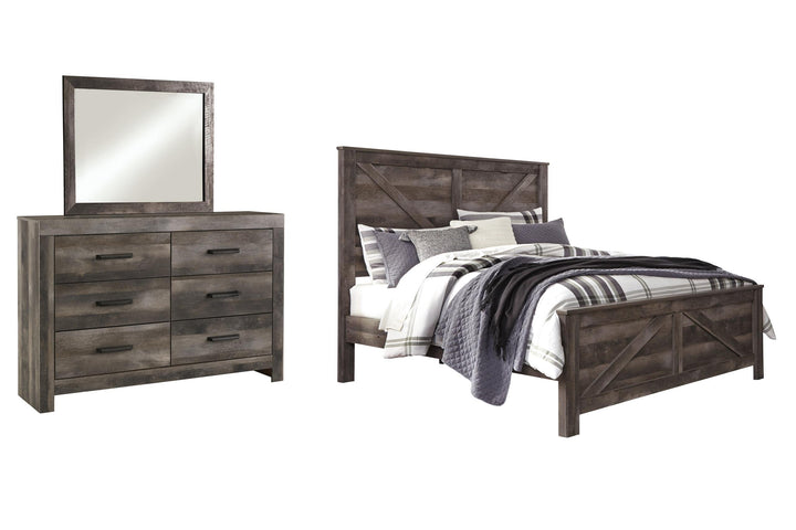 ASHLEY FURNITURE PKG005135 King Crossbuck Panel Bed With Mirrored Dresser