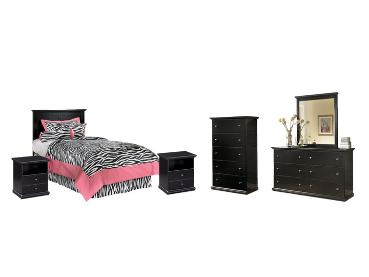 ASHLEY FURNITURE PKG007408 Twin Panel Headboard With Mirrored Dresser, Chest and 2 Nightstands