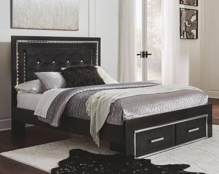 ASHLEY FURNITURE PKG008324 Queen Panel Bed With Storage With Mirrored Dresser, Chest and 2 Nightstands