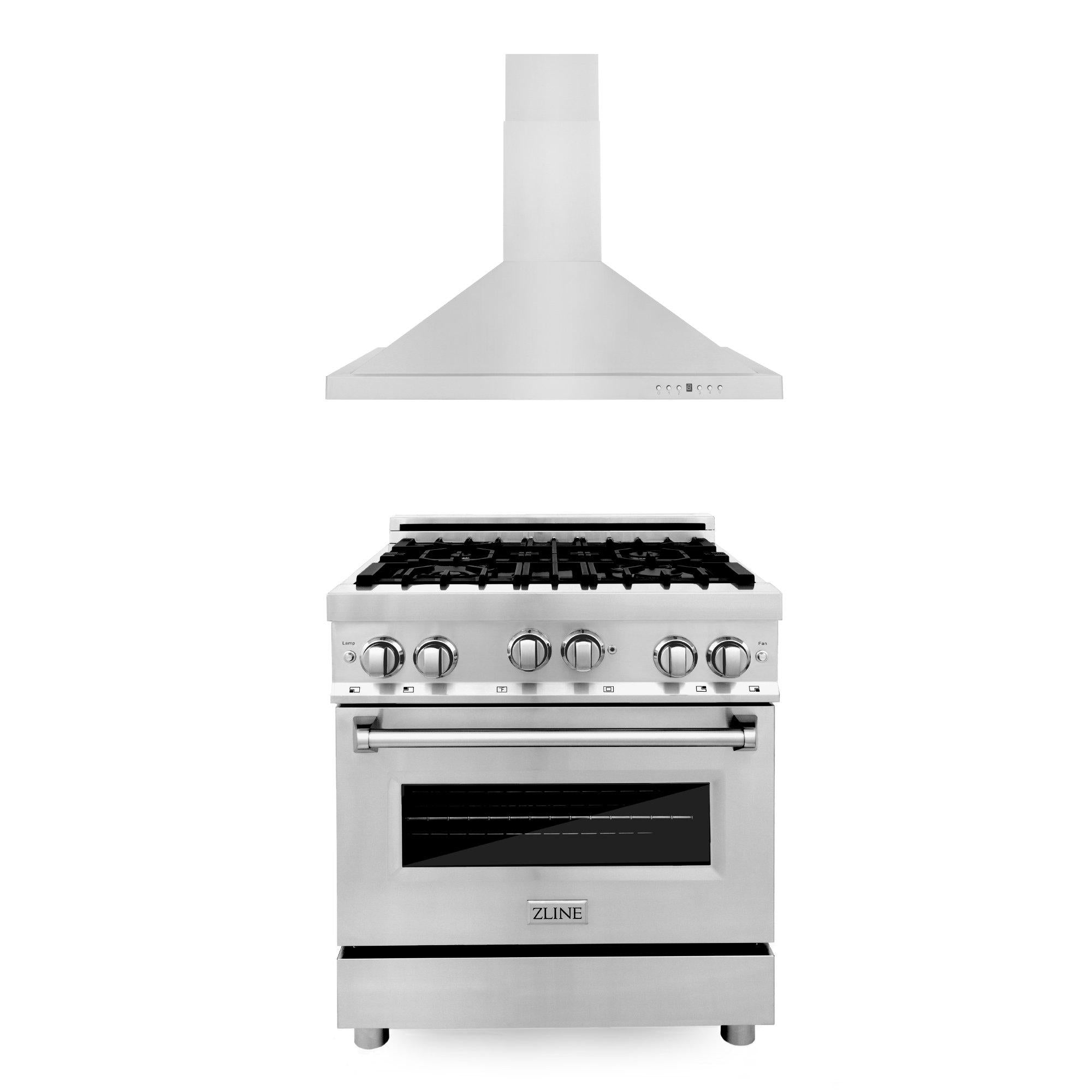 ZLINE KITCHEN AND BATH 2KPRGRH30 ZLINE 30" Kitchen Package with Stainless Steel Gas Range and Convertible Vent Range Hood