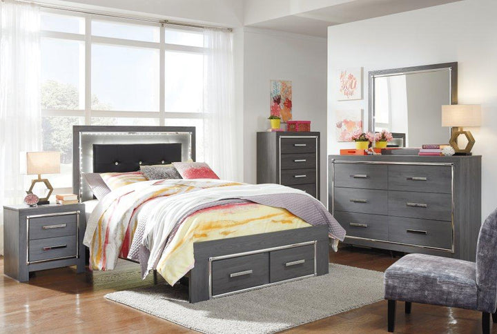 ASHLEY FURNITURE PKG003616 Full Panel Bed With 2 Storage Drawers With Mirrored Dresser, Chest and Nightstand