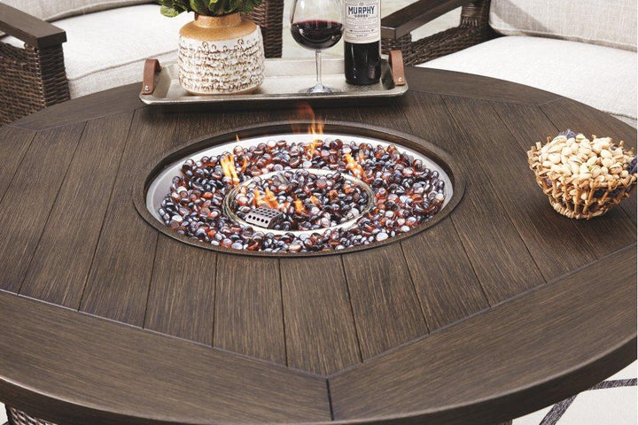 ASHLEY FURNITURE PKG008824 Outdoor Fire Pit Table and 4 Chairs