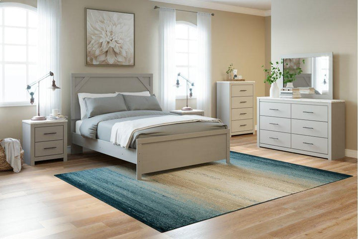 ASHLEY FURNITURE PKG009405 Queen Panel Bed With Mirrored Dresser, Chest and 2 Nightstands